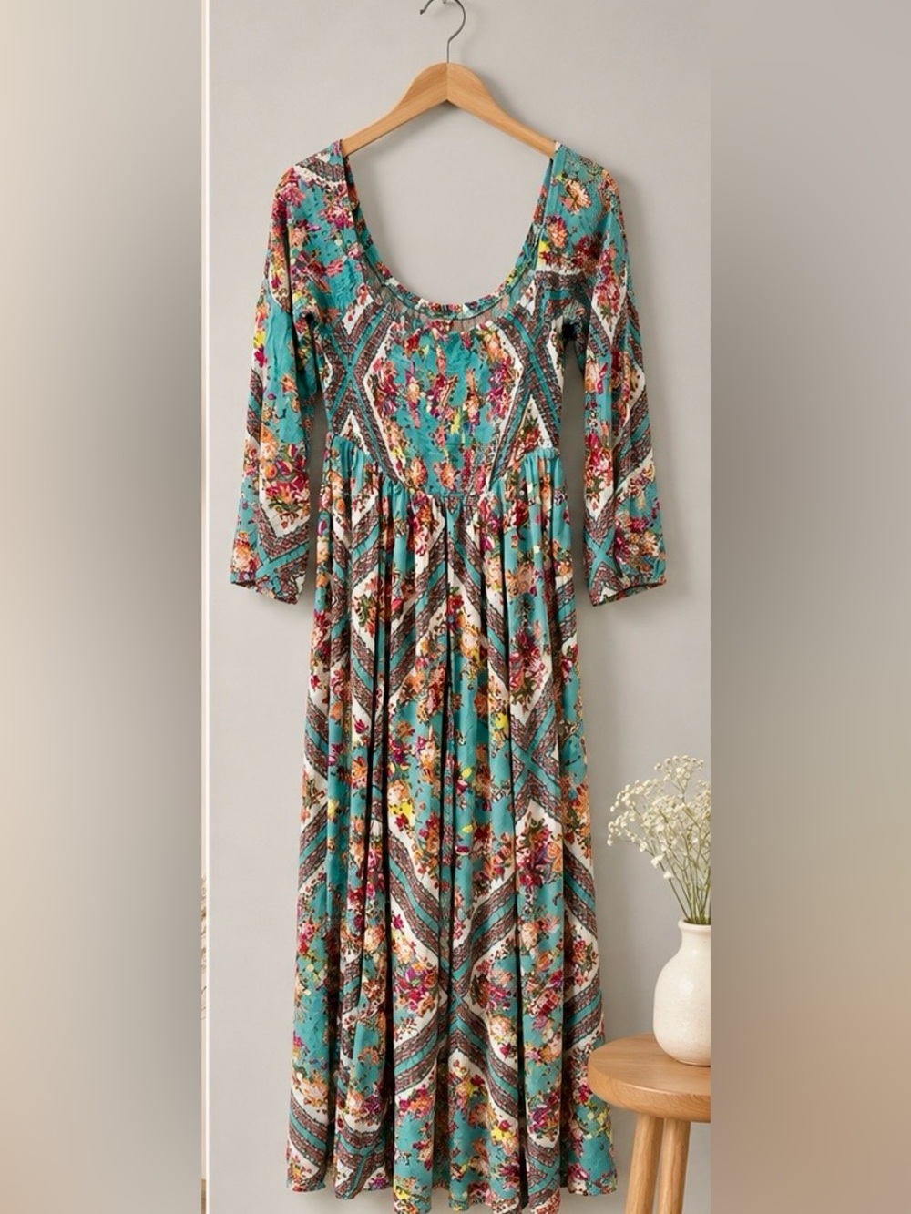 torrid Teal Floral off the Sholder Scoop-Neck Maxi Dress
